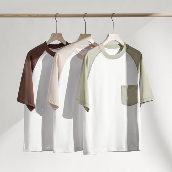 76Z-300G Long-Staple cotton (raglan contrast short-sleeved with pocket)