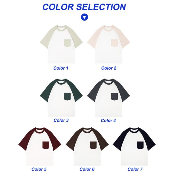 76Z-300G Long-Staple cotton (raglan contrast short-sleeved with pocket)
