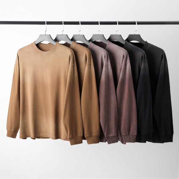 22T-230G Water-washed snowflake ribbed long-sleeved shirt