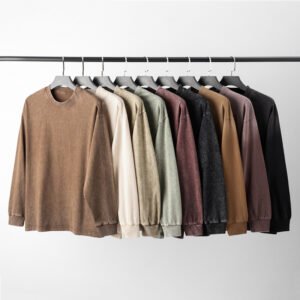 22T-230G Water-washed snowflake ribbed long-sleeved shirt