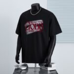 300 g pure cotton trendy brand flocking printing process T-shirt