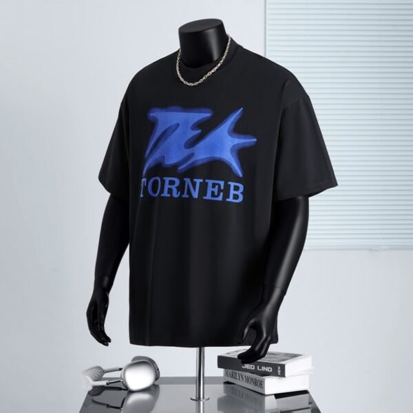 300 g pure cotton trendy brand textured foaming process T-shirt